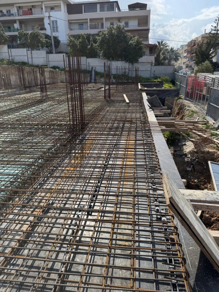 The slab reinforcement above the basement.